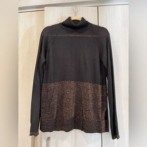 NEXT Black Rose Gold Glitter Turtleneck UK10 US6 NWOT Semi‎ Sheer Sweater